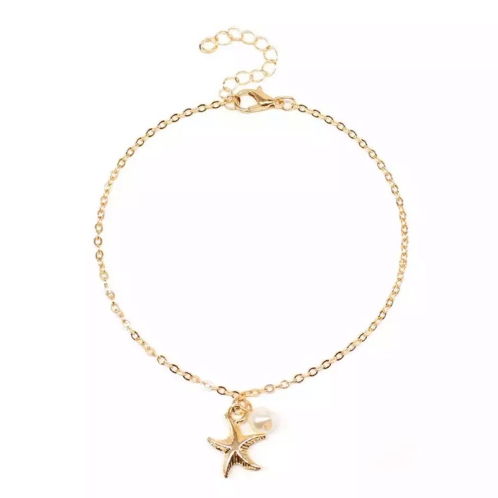 🎉 New Starfish Pearl Gold Plated Adjustable Ankle Bracelet